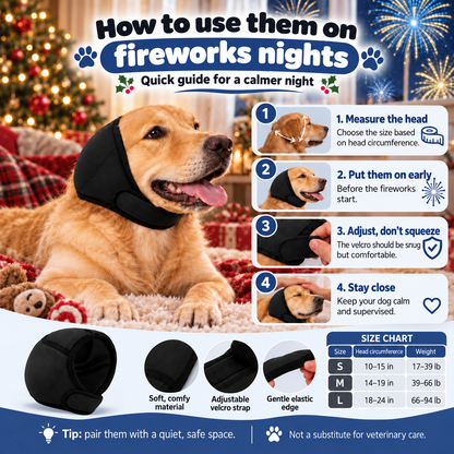 How to use Calmora dog ear muffs on fireworks nights
